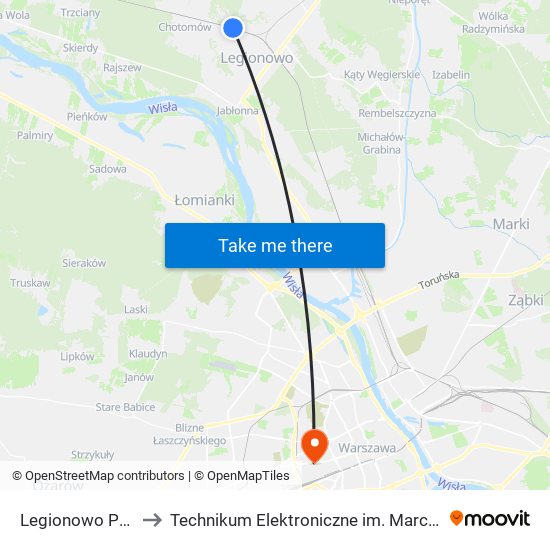 Legionowo Przystanek to Technikum Elektroniczne im. Marcina Kasprzaka nr 36 map