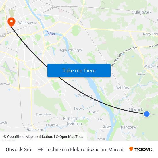 Otwock Śródborów to Technikum Elektroniczne im. Marcina Kasprzaka nr 36 map