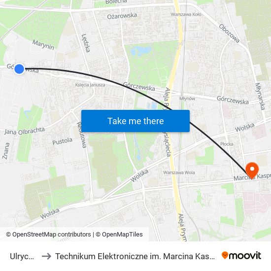 Ulrychów to Technikum Elektroniczne im. Marcina Kasprzaka nr 36 map