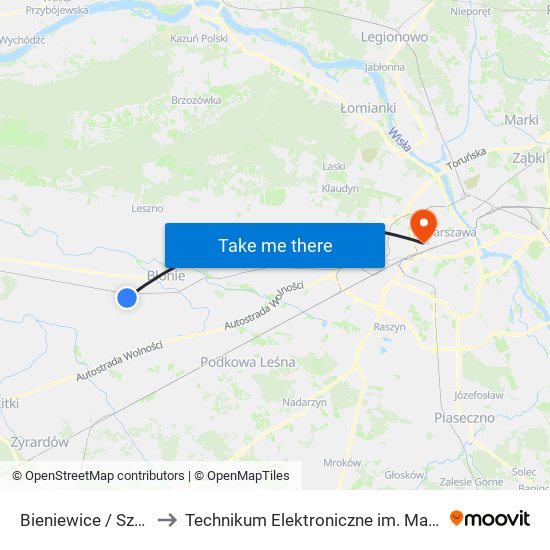 Bieniewice / Szkoła 01 (Nż) to Technikum Elektroniczne im. Marcina Kasprzaka nr 36 map