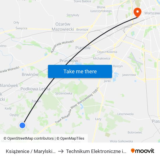 Książenice / Marylskiego / Agri-Rol 01 (Nż) to Technikum Elektroniczne im. Marcina Kasprzaka nr 36 map