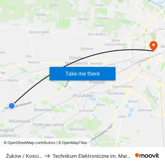 Żuków / Kościół 02 (Nż) to Technikum Elektroniczne im. Marcina Kasprzaka nr 36 map