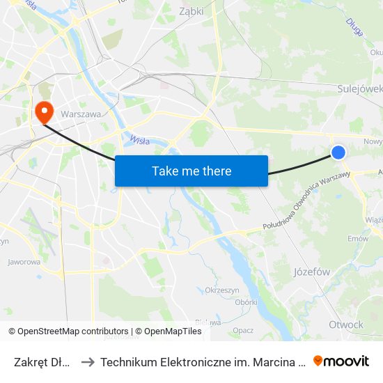 Zakręt Długa 01 to Technikum Elektroniczne im. Marcina Kasprzaka nr 36 map