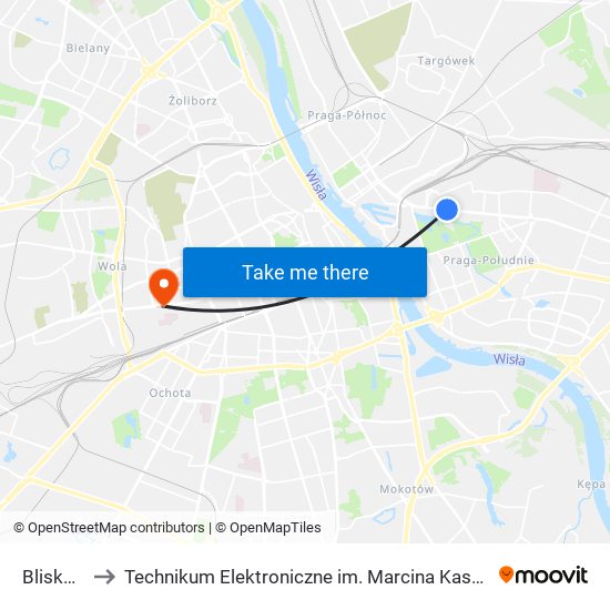 Bliska 04 to Technikum Elektroniczne im. Marcina Kasprzaka nr 36 map