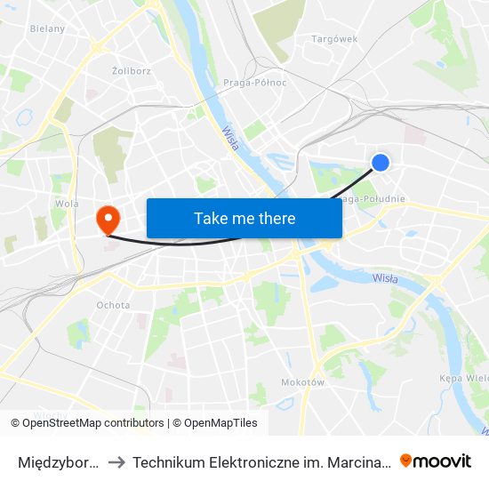 Międzyborska 04 to Technikum Elektroniczne im. Marcina Kasprzaka nr 36 map