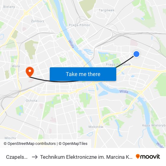 Czapelska 02 to Technikum Elektroniczne im. Marcina Kasprzaka nr 36 map