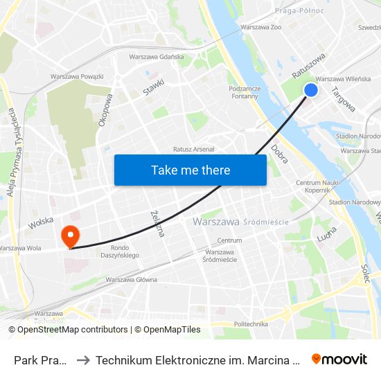 Park Praski 02 to Technikum Elektroniczne im. Marcina Kasprzaka nr 36 map