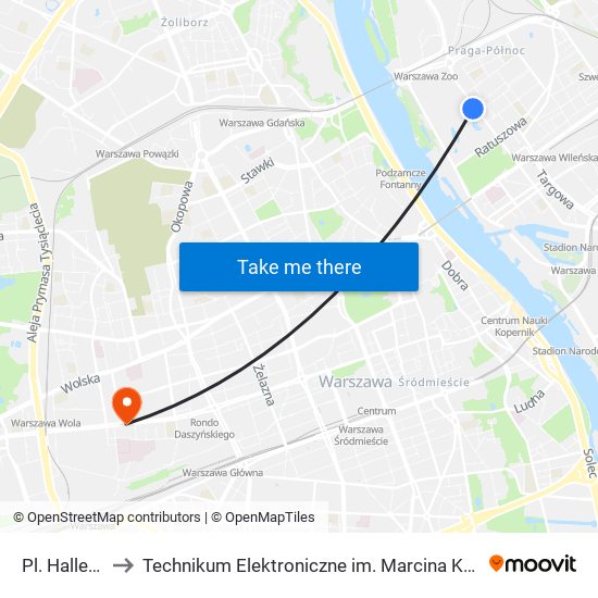 Pl. Hallera 03 to Technikum Elektroniczne im. Marcina Kasprzaka nr 36 map