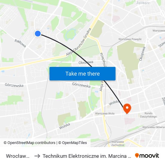 Wrocławska 06 to Technikum Elektroniczne im. Marcina Kasprzaka nr 36 map