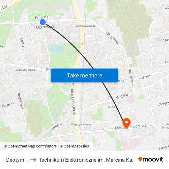 Deotymy 01 to Technikum Elektroniczne im. Marcina Kasprzaka nr 36 map