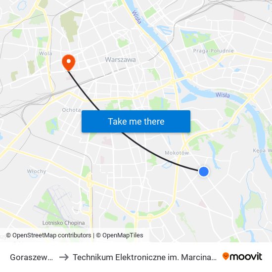 Goraszewska 01 to Technikum Elektroniczne im. Marcina Kasprzaka nr 36 map