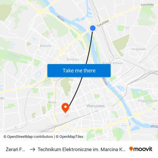 Żerań Fso 04 to Technikum Elektroniczne im. Marcina Kasprzaka nr 36 map