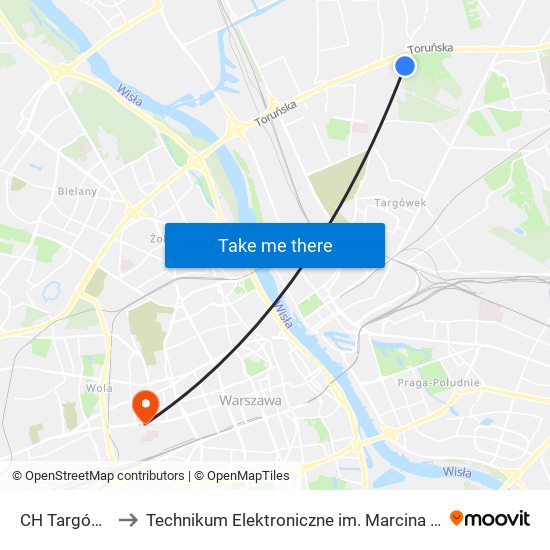 CH Targówek to Technikum Elektroniczne im. Marcina Kasprzaka nr 36 map