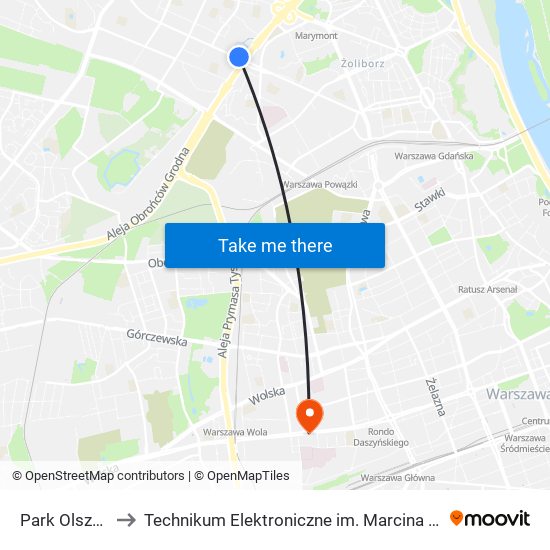 Park Olszyna 02 to Technikum Elektroniczne im. Marcina Kasprzaka nr 36 map