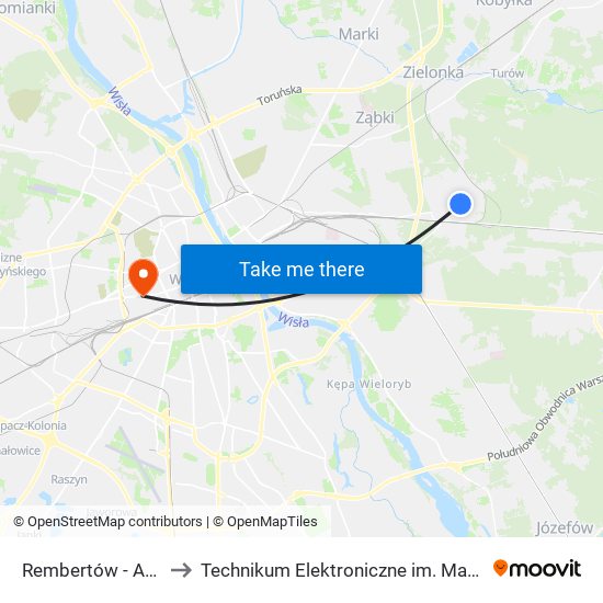 Rembertów - Akademia 02 to Technikum Elektroniczne im. Marcina Kasprzaka nr 36 map