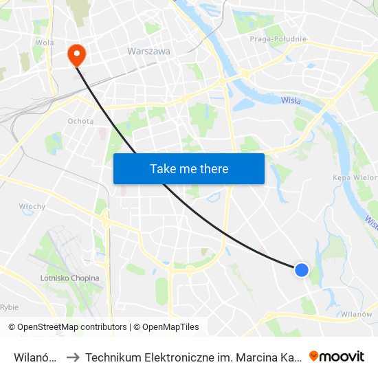 Wilanów 02 to Technikum Elektroniczne im. Marcina Kasprzaka nr 36 map