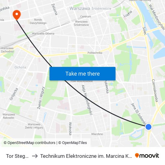 Tor Stegny 02 to Technikum Elektroniczne im. Marcina Kasprzaka nr 36 map