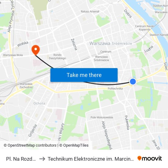 Pl. Na Rozdrożu 02 to Technikum Elektroniczne im. Marcina Kasprzaka nr 36 map