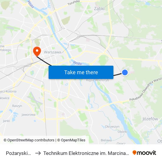 Pożaryskiego 02 to Technikum Elektroniczne im. Marcina Kasprzaka nr 36 map