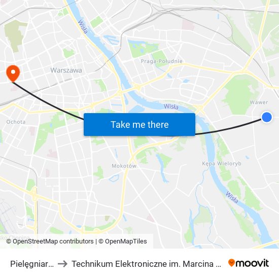 Pielęgniarek 01 to Technikum Elektroniczne im. Marcina Kasprzaka nr 36 map