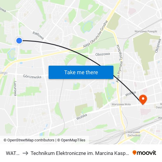 WAT 01 to Technikum Elektroniczne im. Marcina Kasprzaka nr 36 map