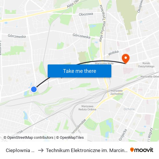 Ciepłownia Wola to Technikum Elektroniczne im. Marcina Kasprzaka nr 36 map