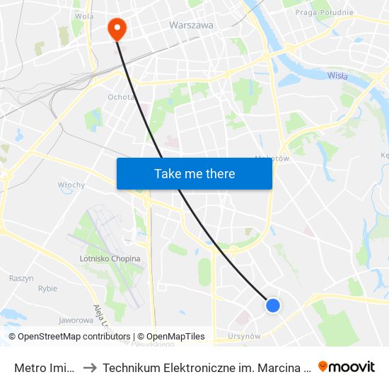 Metro Imielin 01 to Technikum Elektroniczne im. Marcina Kasprzaka nr 36 map