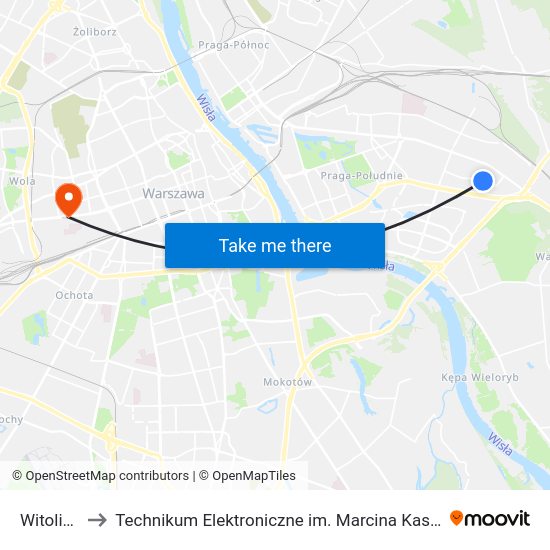 Witolin 01 to Technikum Elektroniczne im. Marcina Kasprzaka nr 36 map