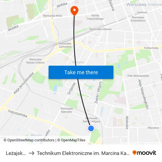 Leżajska 01 to Technikum Elektroniczne im. Marcina Kasprzaka nr 36 map