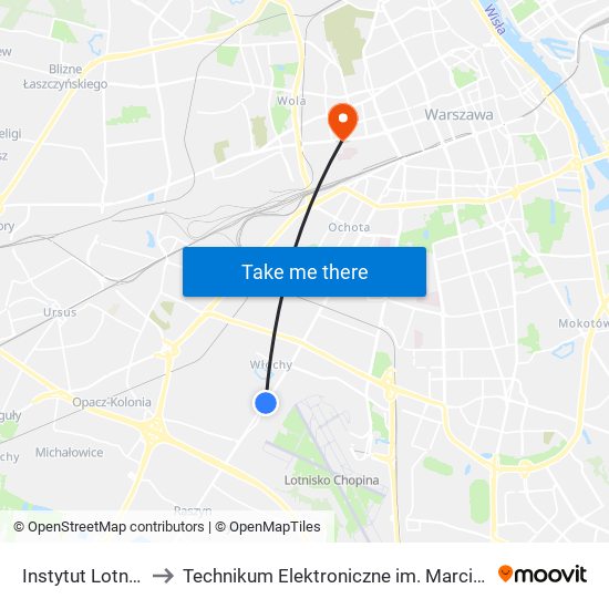 Instytut Lotnictwa 01 to Technikum Elektroniczne im. Marcina Kasprzaka nr 36 map