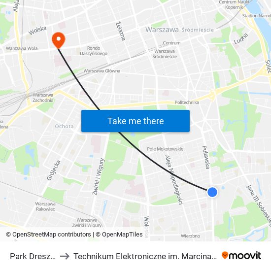 Park Dreszera 02 to Technikum Elektroniczne im. Marcina Kasprzaka nr 36 map