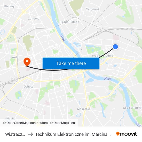 Wiatraczna 14 to Technikum Elektroniczne im. Marcina Kasprzaka nr 36 map