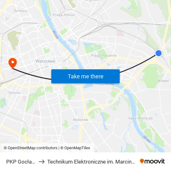 PKP Gocławek 01 to Technikum Elektroniczne im. Marcina Kasprzaka nr 36 map