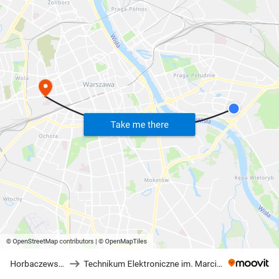 Horbaczewskiego 01 to Technikum Elektroniczne im. Marcina Kasprzaka nr 36 map