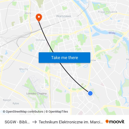 Sggw-Biblioteka to Technikum Elektroniczne im. Marcina Kasprzaka nr 36 map