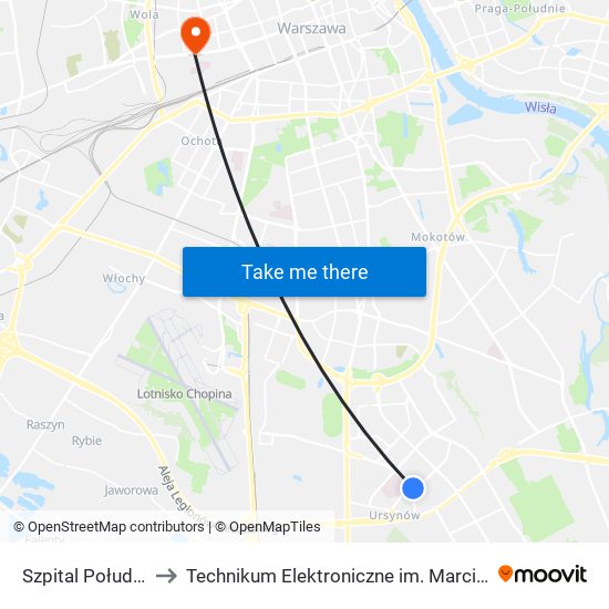 Szpital Południowy 03 to Technikum Elektroniczne im. Marcina Kasprzaka nr 36 map