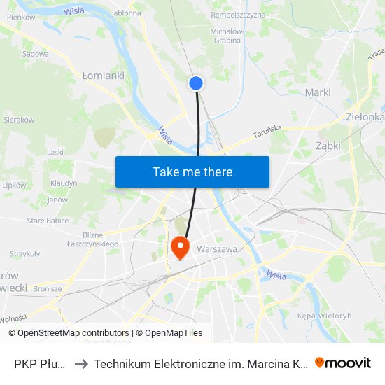 PKP Płudy 01 to Technikum Elektroniczne im. Marcina Kasprzaka nr 36 map