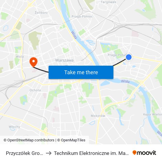 Przyczółek Grochowski to Technikum Elektroniczne im. Marcina Kasprzaka nr 36 map