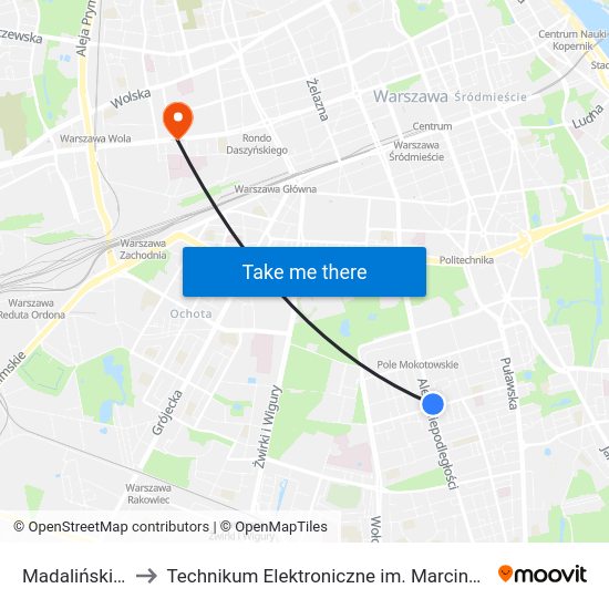 Madalińskiego to Technikum Elektroniczne im. Marcina Kasprzaka nr 36 map