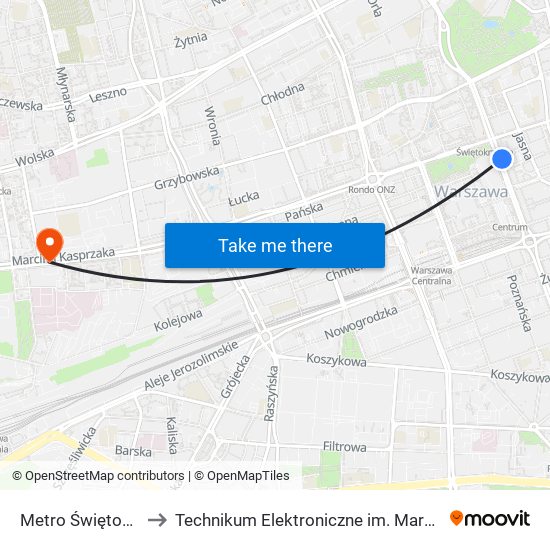 Metro Świętokrzyska 02 to Technikum Elektroniczne im. Marcina Kasprzaka nr 36 map