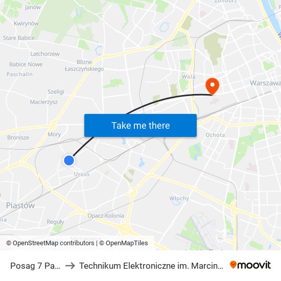 Posag 7 Panien 01 to Technikum Elektroniczne im. Marcina Kasprzaka nr 36 map