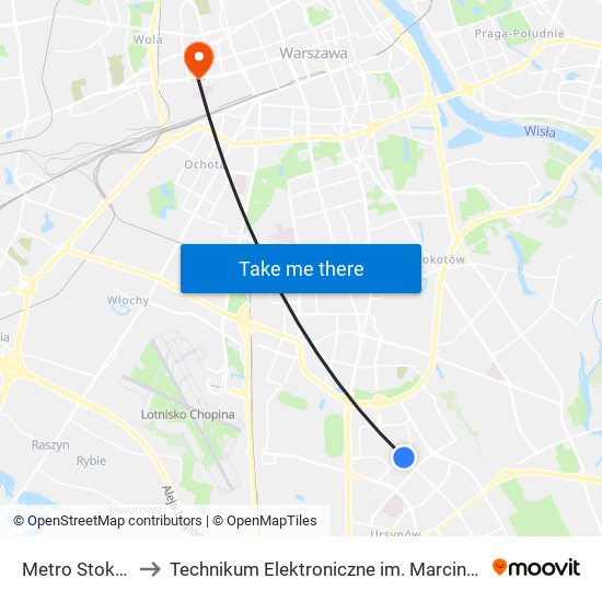 Metro Stokłosy 03 to Technikum Elektroniczne im. Marcina Kasprzaka nr 36 map