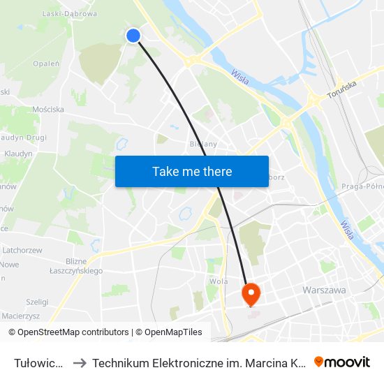 Tułowicka 01 to Technikum Elektroniczne im. Marcina Kasprzaka nr 36 map