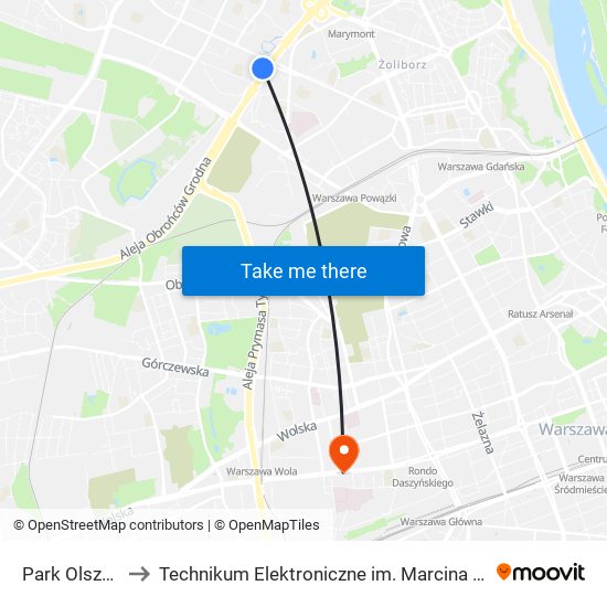 Park Olszyna 06 to Technikum Elektroniczne im. Marcina Kasprzaka nr 36 map