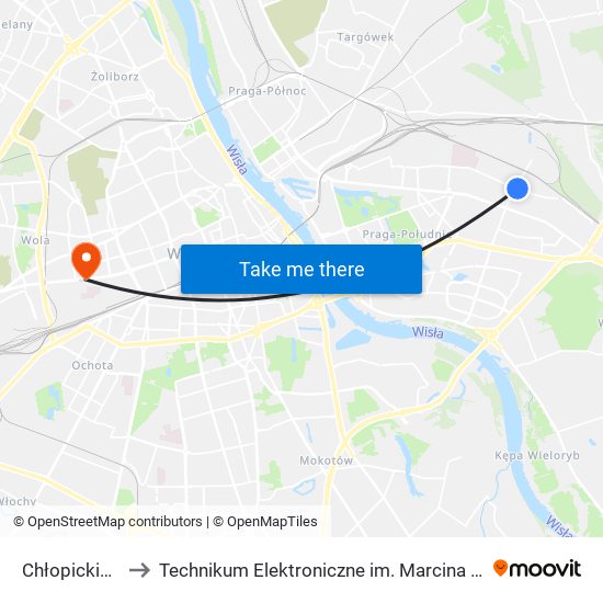 Chłopickiego 04 to Technikum Elektroniczne im. Marcina Kasprzaka nr 36 map