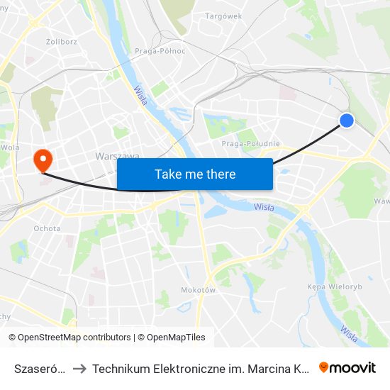 Szaserów 01 to Technikum Elektroniczne im. Marcina Kasprzaka nr 36 map