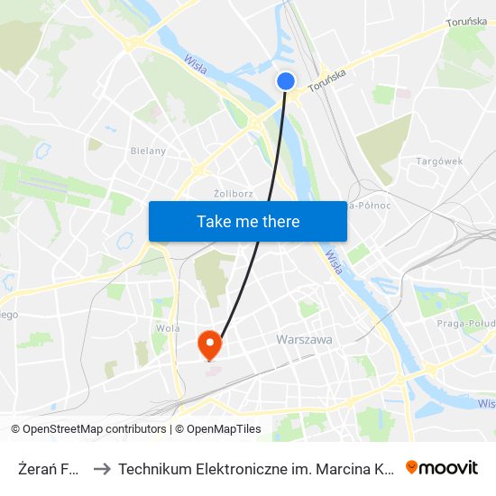 Żerań Fso 02 to Technikum Elektroniczne im. Marcina Kasprzaka nr 36 map