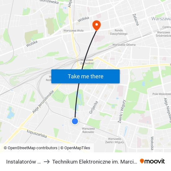 Instalatorów-Kam to Technikum Elektroniczne im. Marcina Kasprzaka nr 36 map