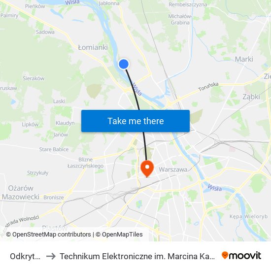 Odkryta 01 to Technikum Elektroniczne im. Marcina Kasprzaka nr 36 map