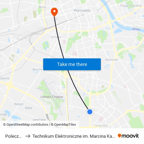 Poleczki 01 to Technikum Elektroniczne im. Marcina Kasprzaka nr 36 map